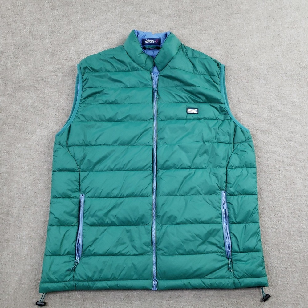 Johnnie-O Vest Mens‎ Large Green Puffer Quilted Full Zip Lightweight Hiking